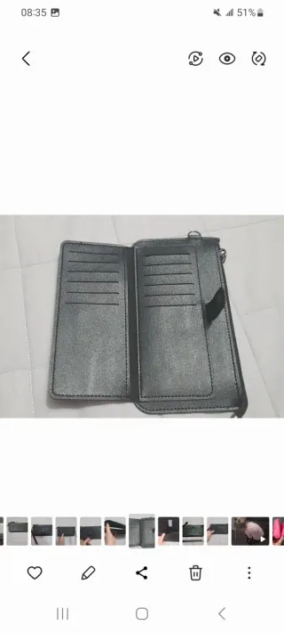 Portafogli nero con zip e cinturino