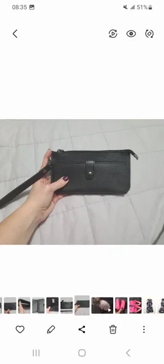 Portafogli nero con zip e cinturino