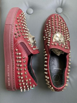 Scarpe Philipp Plein Rosse con Borchie Argento