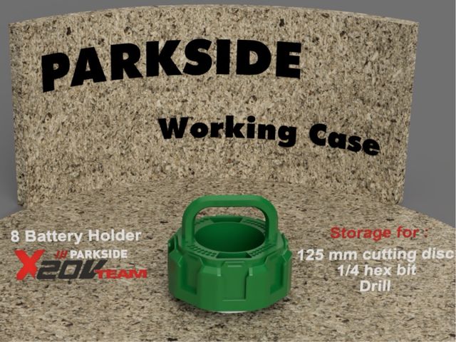 Parkside Estuche Trabajo y Soporte 8 baterías 20V