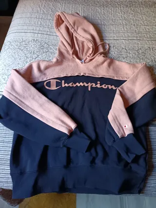 Sudadera Champion chica azul marino y salmón
