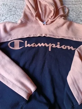 Sudadera Champion chica azul marino y salmón