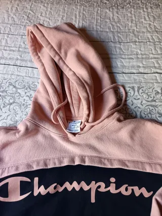 Sudadera Champion chica azul marino y salmón