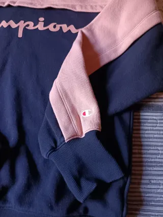 Sudadera Champion chica azul marino y salmón