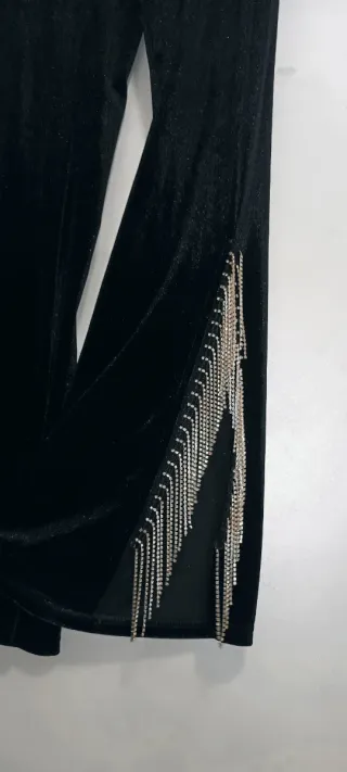 Pantaloni a zampa con strass