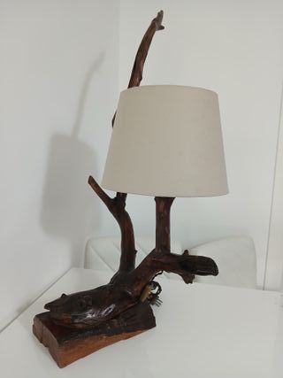 Lampada da tavolo artigianale ramo legno