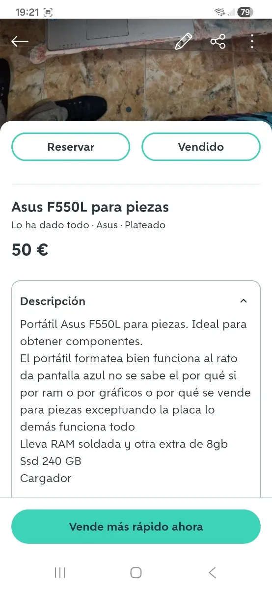 Lote 3 portátiles Asus, HP y Lenovo para reparar