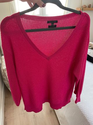 Jersey rosa fucsia cuello pico