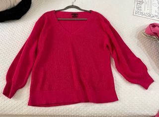 Jersey rosa fucsia cuello pico