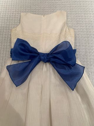 Vestido de ceremonia para niña blanco y azul