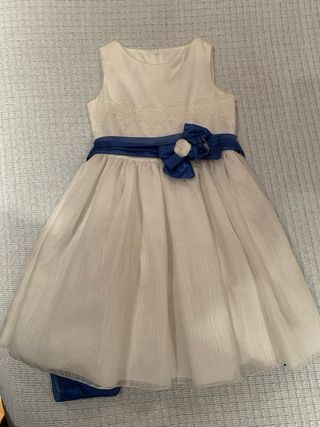 Vestido de ceremonia para niña blanco y azul