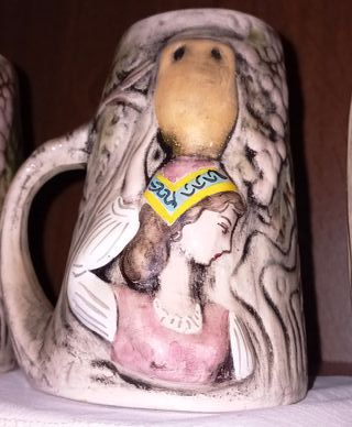 Artigianato sardo brocca e sei calici in ceramica