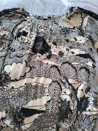 Camisa Desigual Estampada Negra y Beige