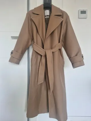 Abrigo de lana largo beige