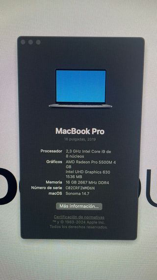 MacBook Pro 16 2019 Intel Core i9 16GB