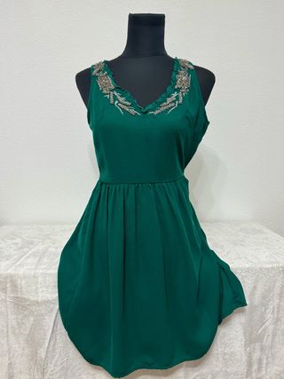 Vestido mini abalorios XS Zara