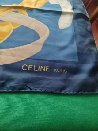 Foulard Celine seta blu e oro