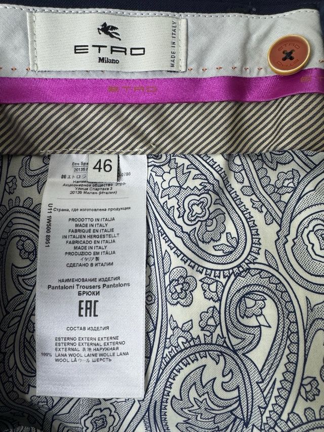 Pantaloni ETRO Milano Slim Fit Blu Navy · Nuovi