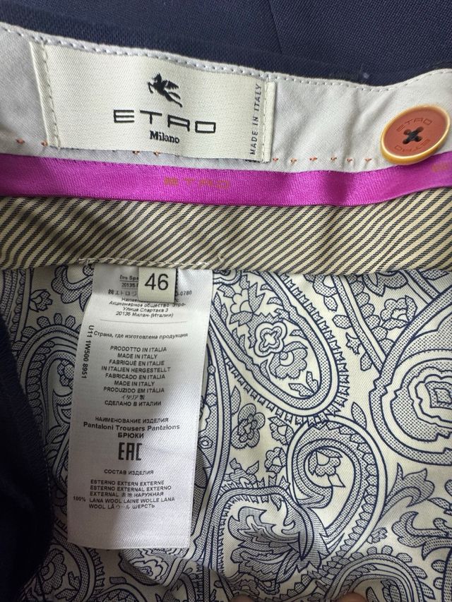 Pantaloni ETRO Milano Slim Fit Blu Navy · Nuovi