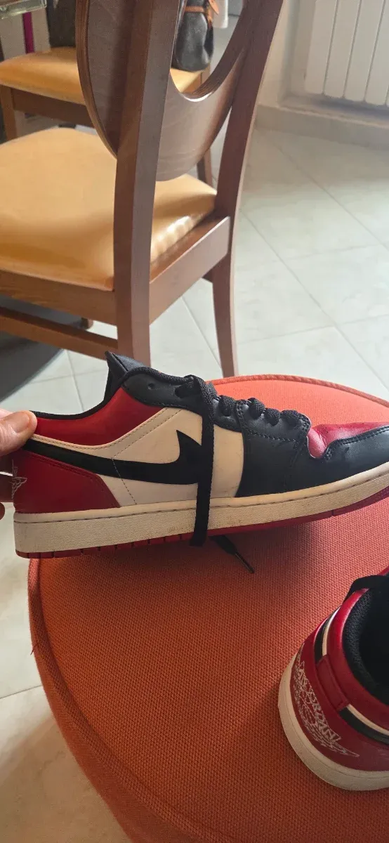 Jordan 1 Low Scarpe da Ginnastica Rosse e Nere