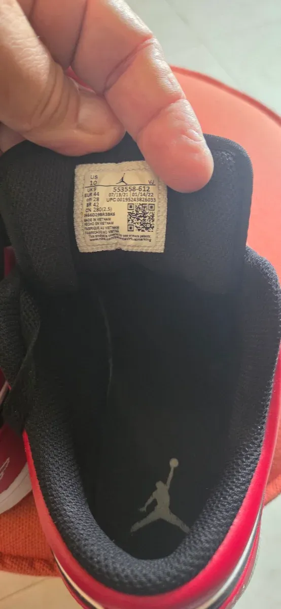 Jordan 1 Low Scarpe da Ginnastica Rosse e Nere