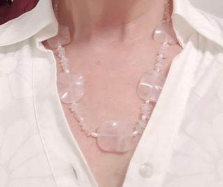 Collar Cuarzo Rosa y Perlas