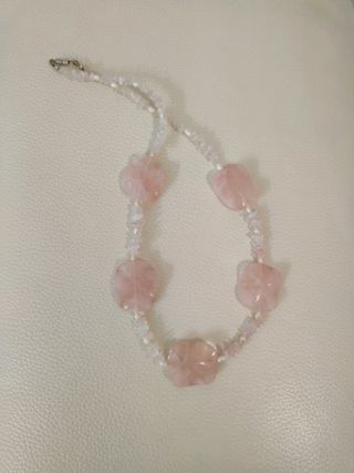 Collar Cuarzo Rosa y Perlas
