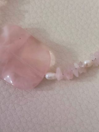 Collar Cuarzo Rosa y Perlas