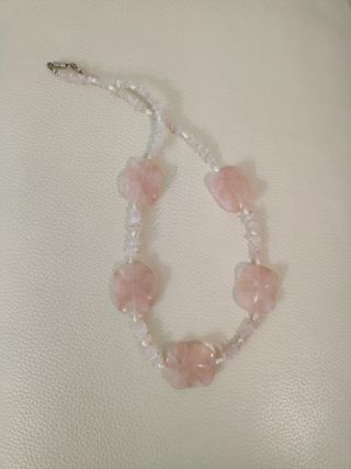 Collar Cuarzo Rosa y Perlas