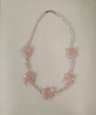 Collar Cuarzo Rosa y Perlas