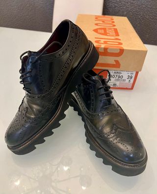 Zapatos unisex Oxford Negros/Kaki 39