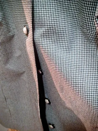 Blazer Mujer Cuadros Blanco y Vestido con Chaleco