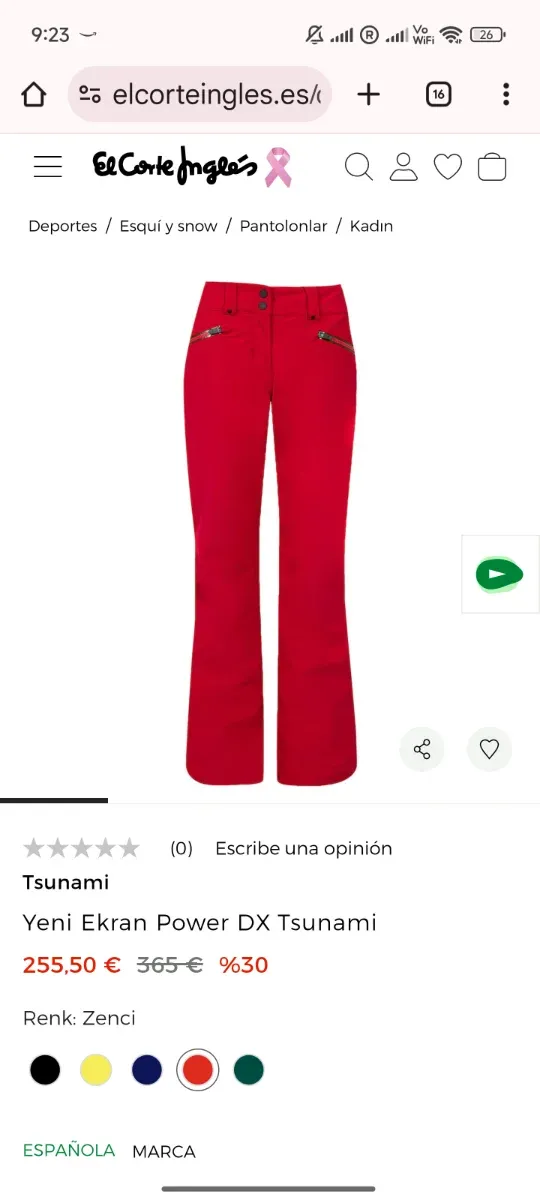 Pantalón de esquí Tsunami Rojo