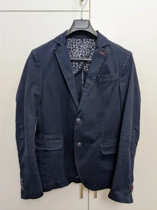 Blazer Gianni Lupo azul marino, algodón, talla 46