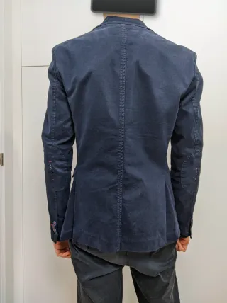 Blazer Gianni Lupo azul marino, algodón, talla 46