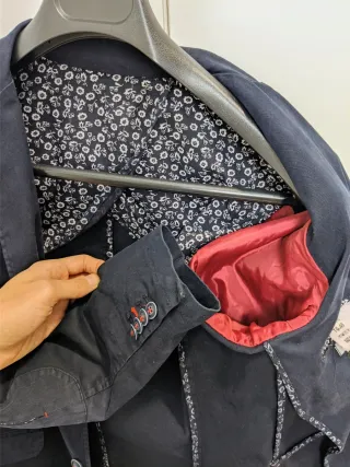 Blazer Gianni Lupo azul marino, algodón, talla 46