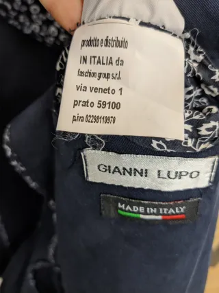 Blazer Gianni Lupo azul marino, algodón, talla 46