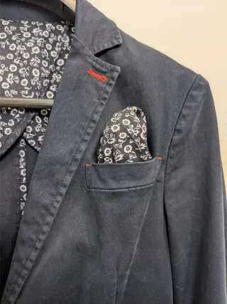 Blazer Gianni Lupo azul marino, algodón, talla 46