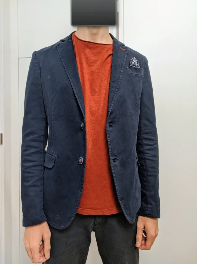 Blazer Gianni Lupo azul marino, algodón, talla 46