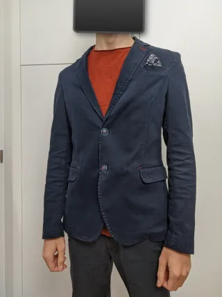 Blazer Gianni Lupo azul marino, algodón, talla 46