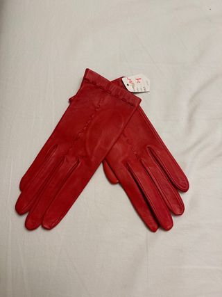 Guantes de piel rojos mujer talla 7.5