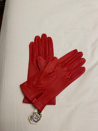 Guantes de piel rojos mujer talla 7.5