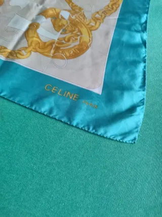 Foulard Céline seta oro e turchese