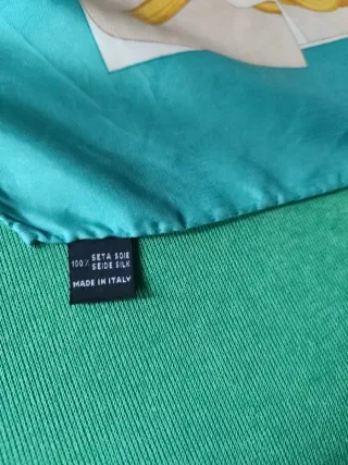 Foulard Céline seta oro e turchese