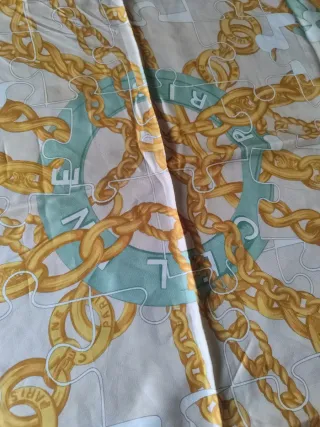 Foulard Céline seta oro e turchese