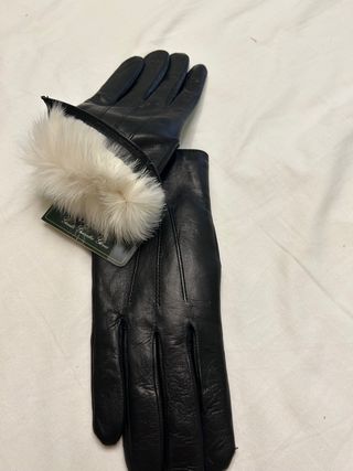 Guantes de piel forrados con pelo talla nueve
