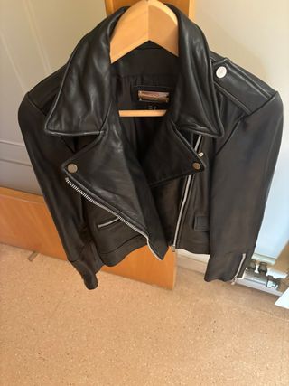 Chaqueta mango Biker Piel Mujer Negra Talla S/M