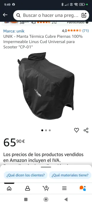 Cubrepiernas moto Unik CP-01