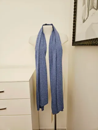 Pashmina Stola Maxi Sciarpa Lana Cachemire Azzurra