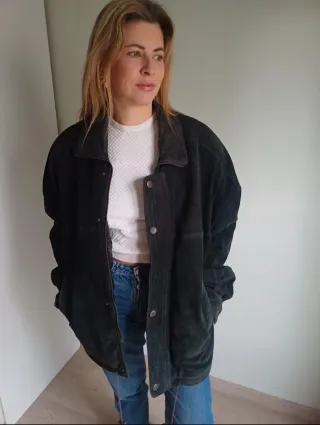 Chaqueta de ante gris